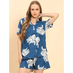 Moda Rapido Floral Printed Mandarin Collar Shirt With Shorts-picture-38