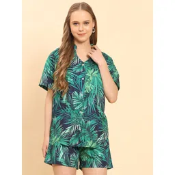 Moda Rapido Floral Printed Mandarin Collar Shirt With Shorts-picture-32