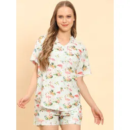 Moda Rapido Floral Printed Mandarin Collar Shirt With Shorts-picture-16