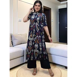 Moda Rapido Floral Printed Mandarin Collar Straight Kurta With Palazzos-picture-20