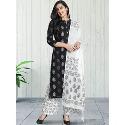 Moda Rapido Floral Printed Mandarin Collar Straight Kurta With Palazzos & Dupatta-picture-26