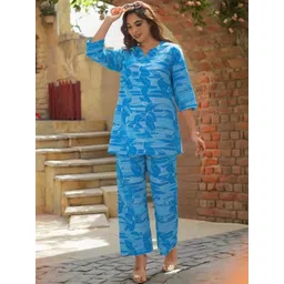 Moda Rapido Floral Printed Pure Cotton Tunic With Palazzos-picture-31