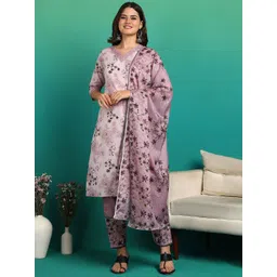 Moda Rapido Floral Printed Regular Gotta Patti Kurta With Trousers & Dupatta-picture-42