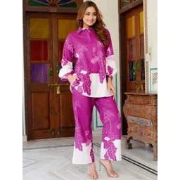 Moda Rapido Floral Printed Shirt Collar Shirt With Trousers Co-Ords-picture-26