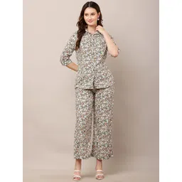 Moda Rapido Floral Printed Three-Quarter Sleeves Shirt With Palazzo-picture-12