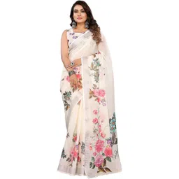 Moda Rapido Floral Pure Linen Designer Saree-picture-26