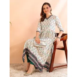 Moda Rapido Geometric Printed V-Neck Foil Print Ethnic Straight Kurti image 3