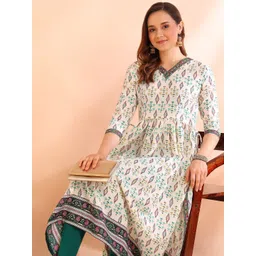 Moda Rapido Geometric Printed V-Neck Foil Print Ethnic Straight Kurti image 2