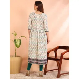 Moda Rapido Geometric Printed V-Neck Foil Print Ethnic Straight Kurti image 4