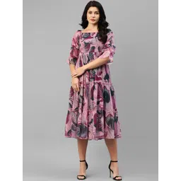Moda Rapido Georgette Fit & Flare Dress-picture-37