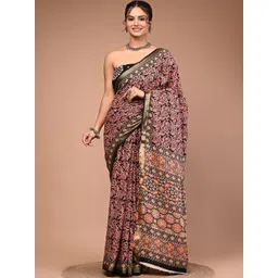 moda rapido Jaipuri Printed Soft Pure Cotton Mulmul Maheswari Border Saree With Blouse-picture-10