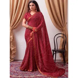 Moda Rapido Maroon Silk Blend Printed Sarees-picture-29