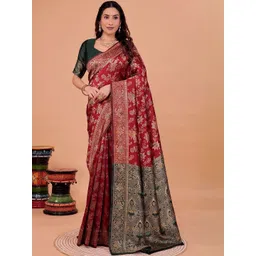Moda Rapido Maroon Woven Design Silk Cotton Kanjeevaram Sarees-picture-20