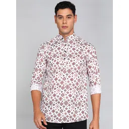 Moda Rapido Men Abstract Printed Mandarin Collar Chikankari Straight Kurta-picture-17