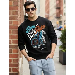 Moda Rapido Men Black Fleece Long sleeve oversize Fit sweatshirt-picture-38