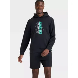 Moda Rapido Men Black Printed Hooded Pullover-image-1