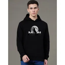 Moda Rapido Men Black Printed Hooded Pullover-image-18