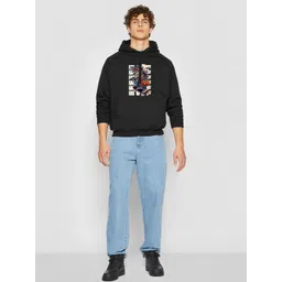 Moda Rapido Men Black Printed Hooded Sweatshirt-image-2