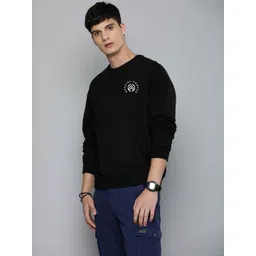 Moda Rapido Men Black Solid Printed Long sleeve oversize Fit sweatshirt-picture-16