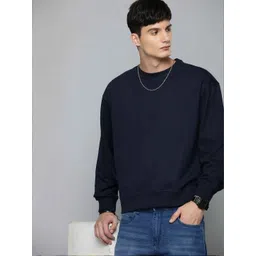 Moda Rapido Men Blue Solid Long sleeve Oversize Fit Sweatshirt-picture-15