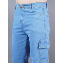 Moda Rapido Men Classic Mid-Rise Stretchable Cargo Styles Boyfriend Fit Denim Jeans image 3