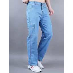 Moda Rapido Men Classic Relaxed Fit Mid-Rise Stretchable Cotton Cargos Jeans-picture-15