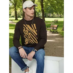 Moda Rapido Men Coffee Brown Graphic Printed Sweatshirts-picture-37