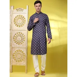 Moda Rapido Men Ethnic Motifs Embroidered Regular Sequinned Kurta with Pyjamas-picture-27