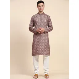 Moda Rapido Men Ethnic Motifs Embroidered Regular Sequinned Kurta with Pyjamas-picture-29