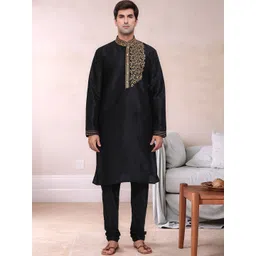 Moda Rapido Men Ethnic Motifs Embroidered Regular Thread Work Kurta with Pyjamas-picture-21