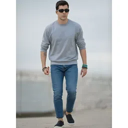 Moda Rapido Men Grey Melange Solid Sweatshirts-picture-32