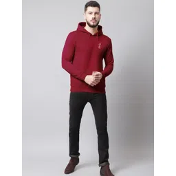 Moda Rapido Men Maroon Fleece Printed Hooded Sweatshirt-picture-31