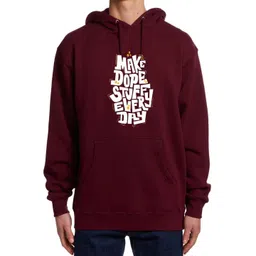 Moda Rapido Men Maroon Fleece Printed Hooded Sweatshirt-picture-13
