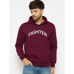 Moda Rapido Men Maroon Printed Hooded Pullover-picture-28
