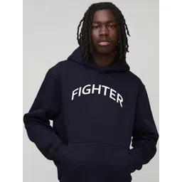 Moda Rapido Men Navy Blue Printed Hooded Pullover-picture-22