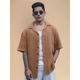 Moda Rapido Men Relaxed Fit Textured Cuban Collar Casual Shirt-picture-26