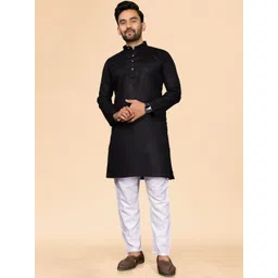 Moda Rapido Men Solid Long Sleeves Cotton Blend Knee Length Kurta-picture-11