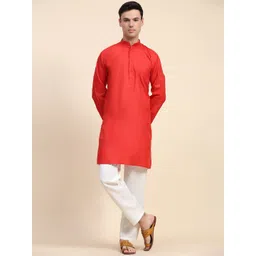Moda Rapido Men Solid Pure Cotton Kurta with Pyjamas-picture-26