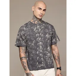 Moda Rapido Men Washed Effect Dyed Round Neck Cotton Oversized T-shirt-picture-14