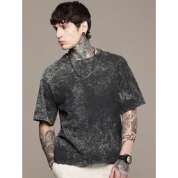 Moda Rapido Men Washed Effect Dyed Round Neck Cotton Oversized T-shirt-picture-12