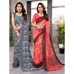 Moda Rapido Pack Of 2 Floral Printed Pure Georgette Saree-picture-20