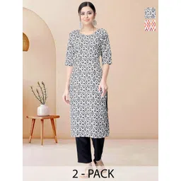 Moda Rapido Pack of 2 Printed Straight Kurta with Trousers-picture-21