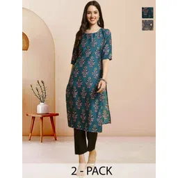 Moda Rapido Pack of 2 Printed Straight Kurta with Trousers-picture-19