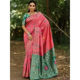 Moda Rapido Peach Woven Design Silk Cotton Kanjeevaram Sarees-picture-41