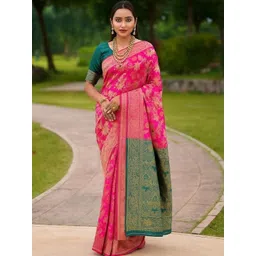 Moda Rapido Pink Woven Design Silk Cotton Kanjeevaram Sarees image 2