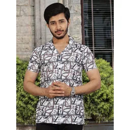 Moda Rapido Printed Spread Collar Short Sleeves Standard Shirt-picture-38