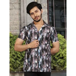 Moda Rapido Printed Spread Collar Short Sleeves Standard Shirt-picture-40