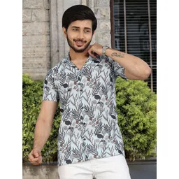 Moda Rapido Printed Spread Collar Short Sleeves Standard Shirt-picture-42