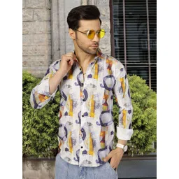 Moda Rapido Printed Spread Collar Standard Shirt-picture-33