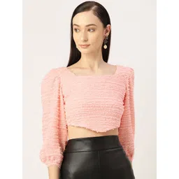 Moda Rapido Puff Sleeve Georgette Crop Top-picture-24